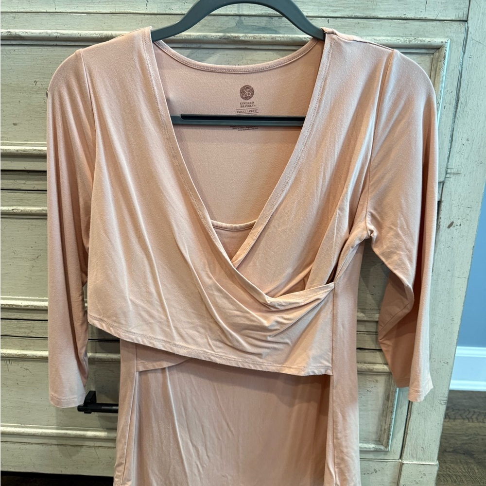 Kindred Bravely Blush Pink Bamboo Crossover Shirt / Wrap Maternity Top